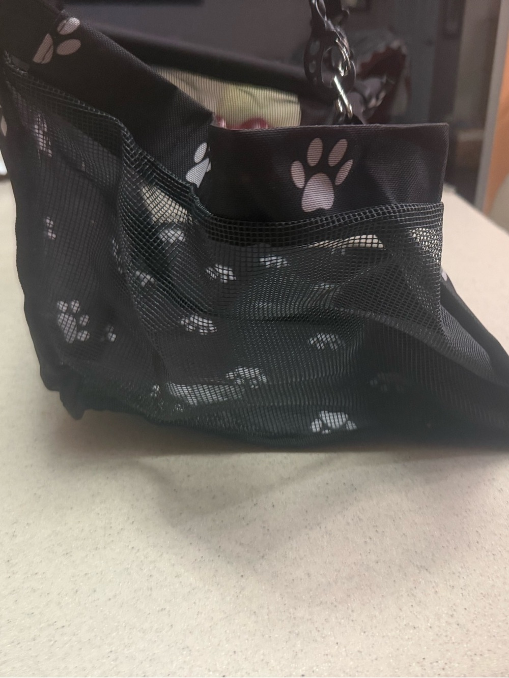 Black Paw-Print Mesh Tote Bag for Women